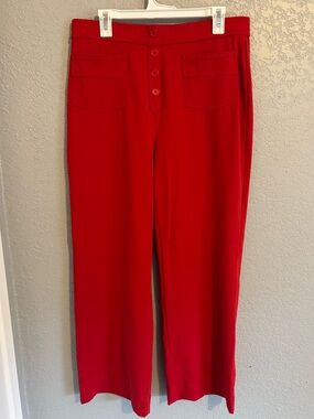 HALARA Red Wide-Leg Button Front Pants